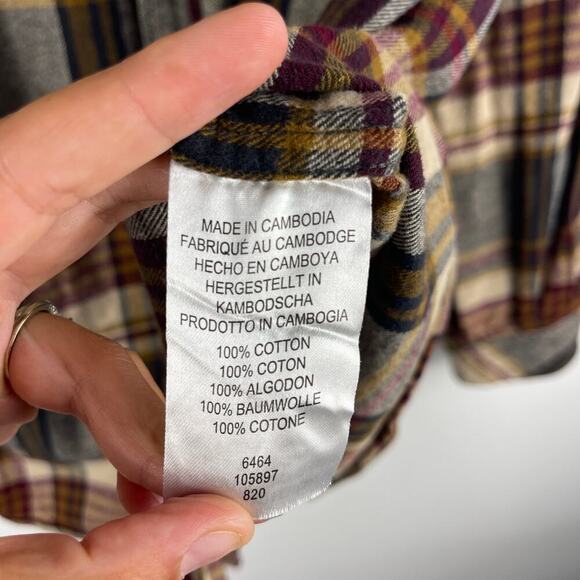 Legendary Whitetails Flannel Shirt Men's XLT Tall Buck Camp Plaid LS Brown Red - Picture 7 of 10